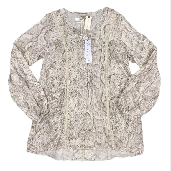 Anthropologie Mini Dress Tunic Coverup Camilla Snake Print Crochet Henley NEW M - Picture 5 of 16